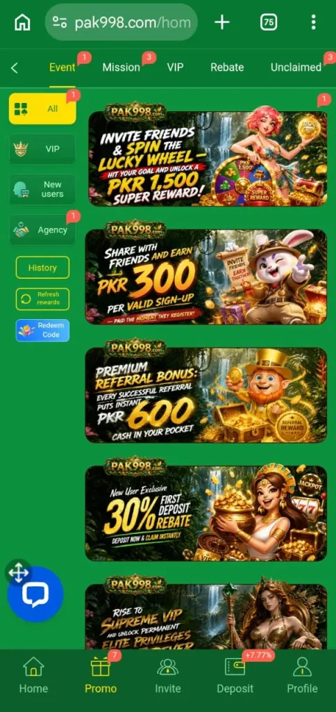Pak998 Game bonus